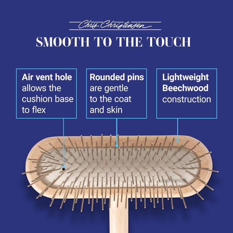 Chris Christensen Original Series 27 mm T-Brush - Dog & Cat Grooming Brush, Groom Like a Professional, Stainless Steel Pins, Lightweight Beech Wood Body, Ground and Polished Tips - Image 3